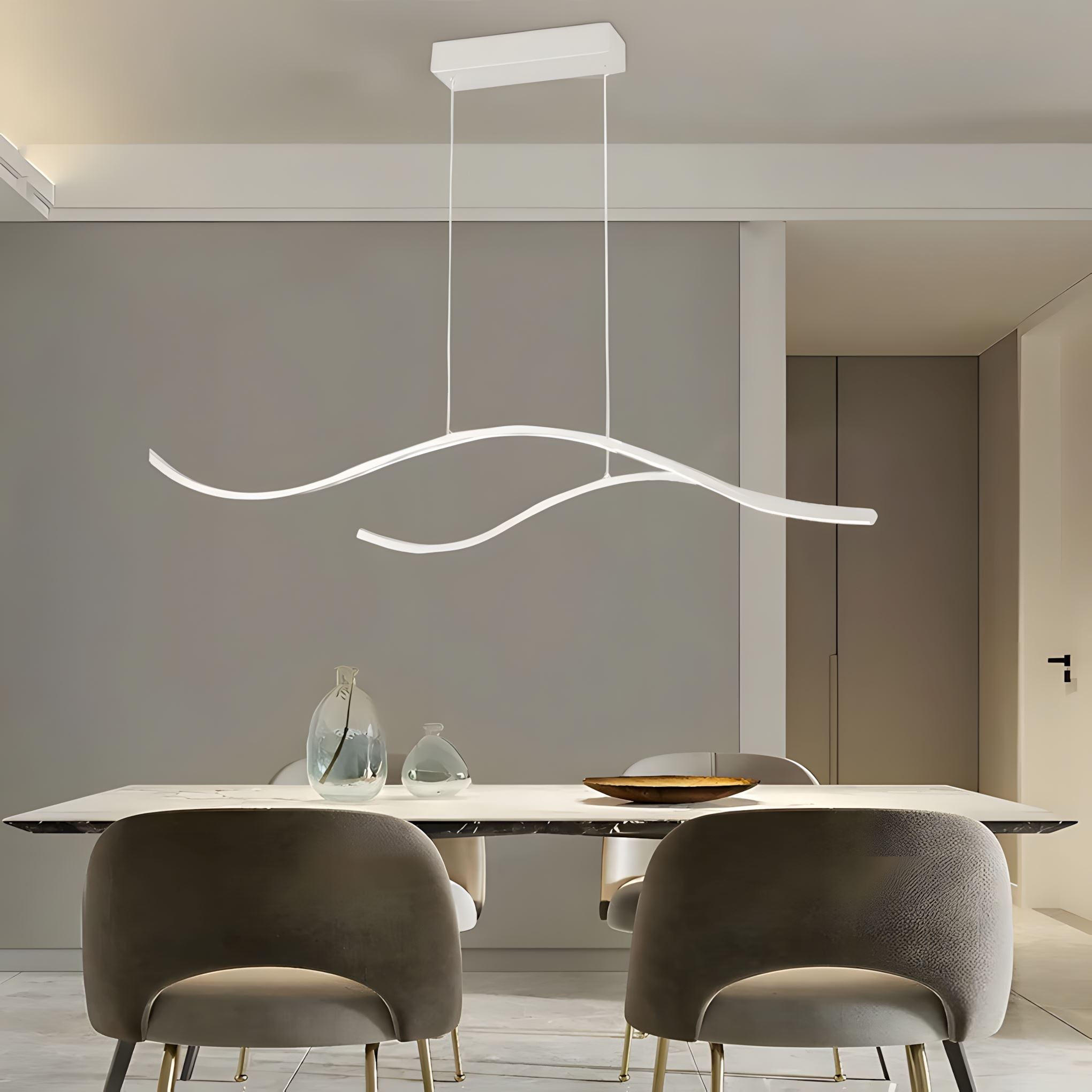 MODERN WAVES - ZENDUCE - 39.3'' / Warm White (Non-Dimmable) / Chrome