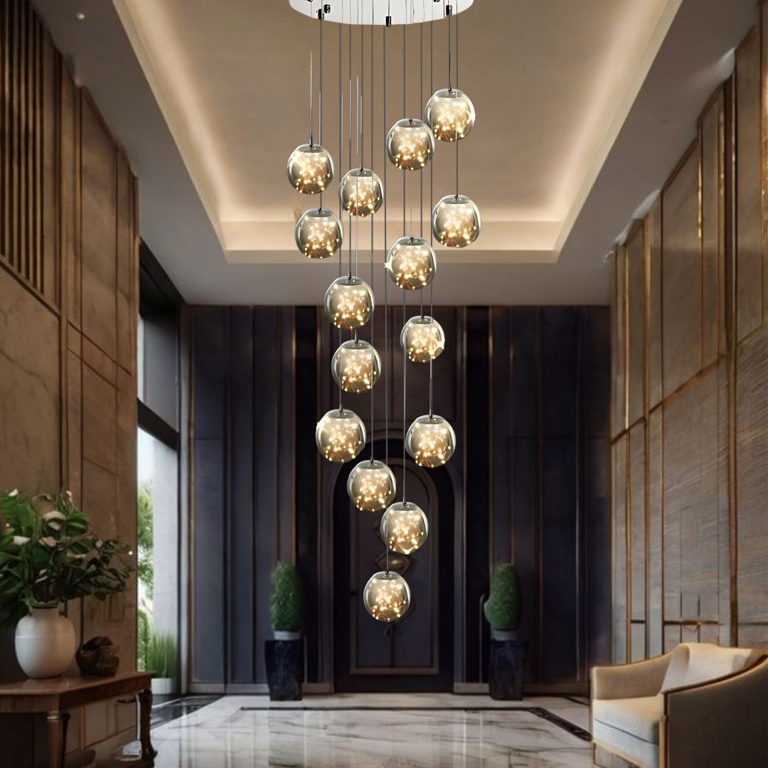 FELICITY - ZENDUCE - 5 Spheres | Round Canopy / Warm White 3000k / Clear