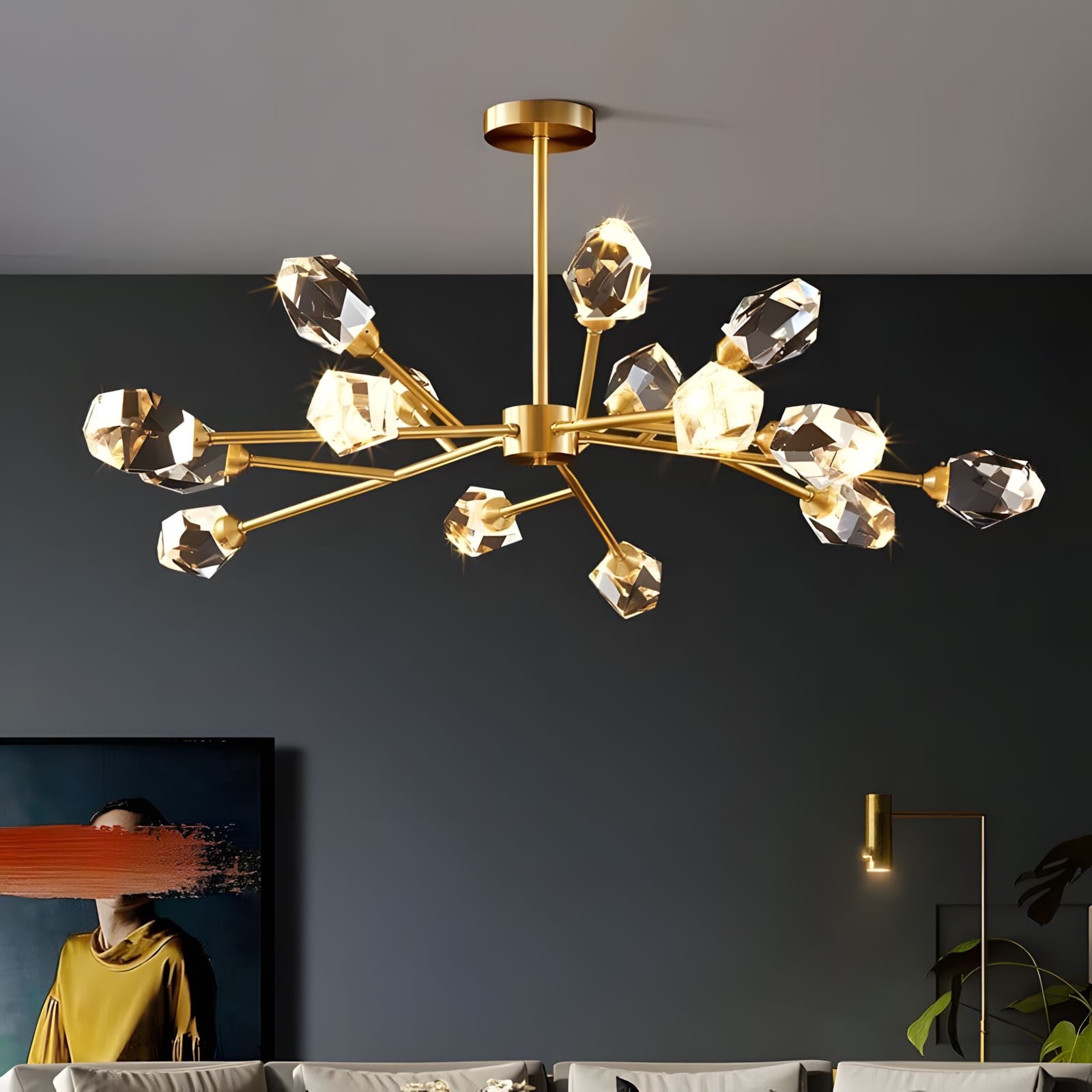 CRYSTAL ROCK (SEMI-FLUSH)-Minimalist Metal K9 Crystal Pendant-ZENDUCE