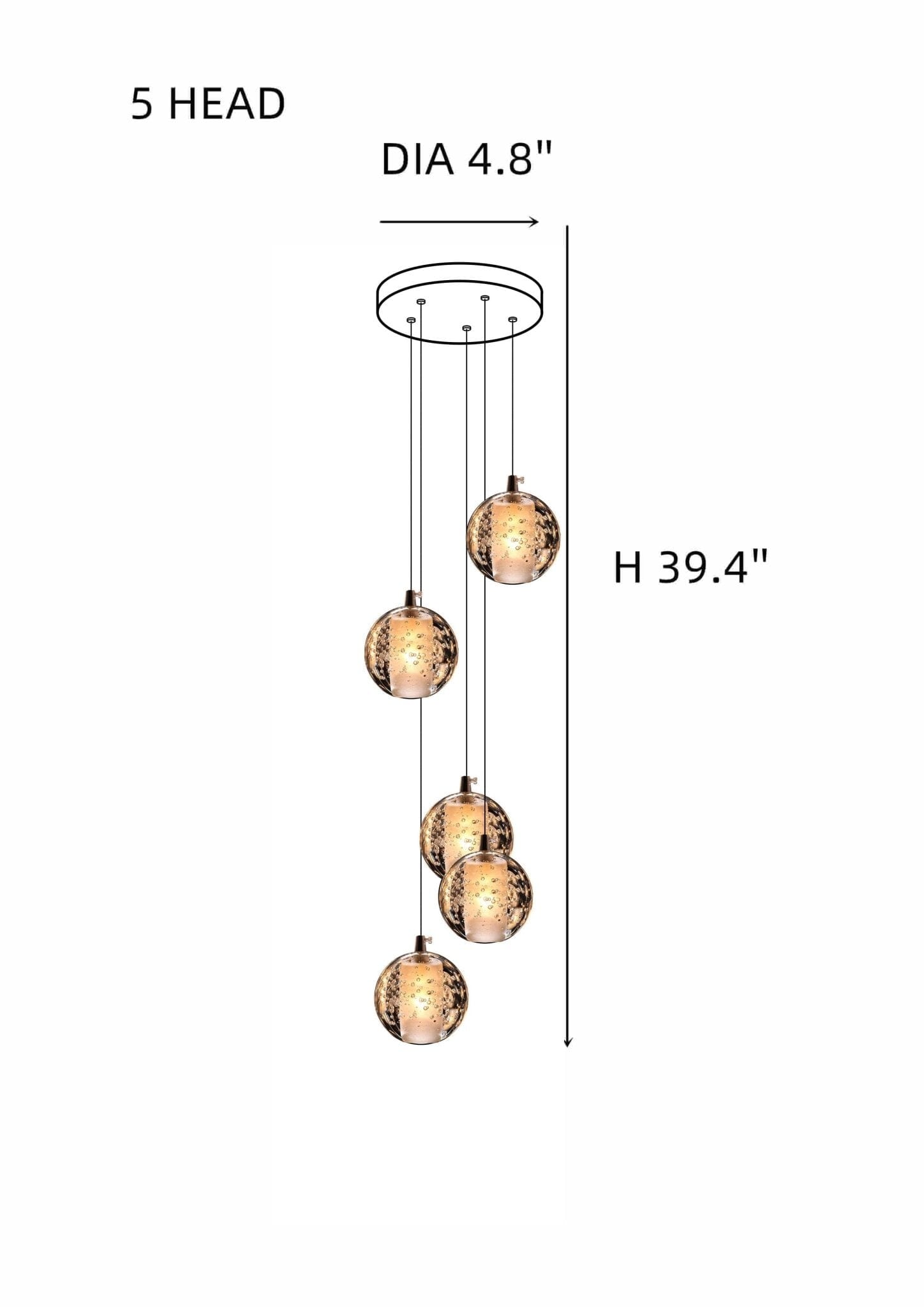 FELICITY - ZENDUCE - 5 Spheres | Round Canopy / Warm White 3000k / Clear