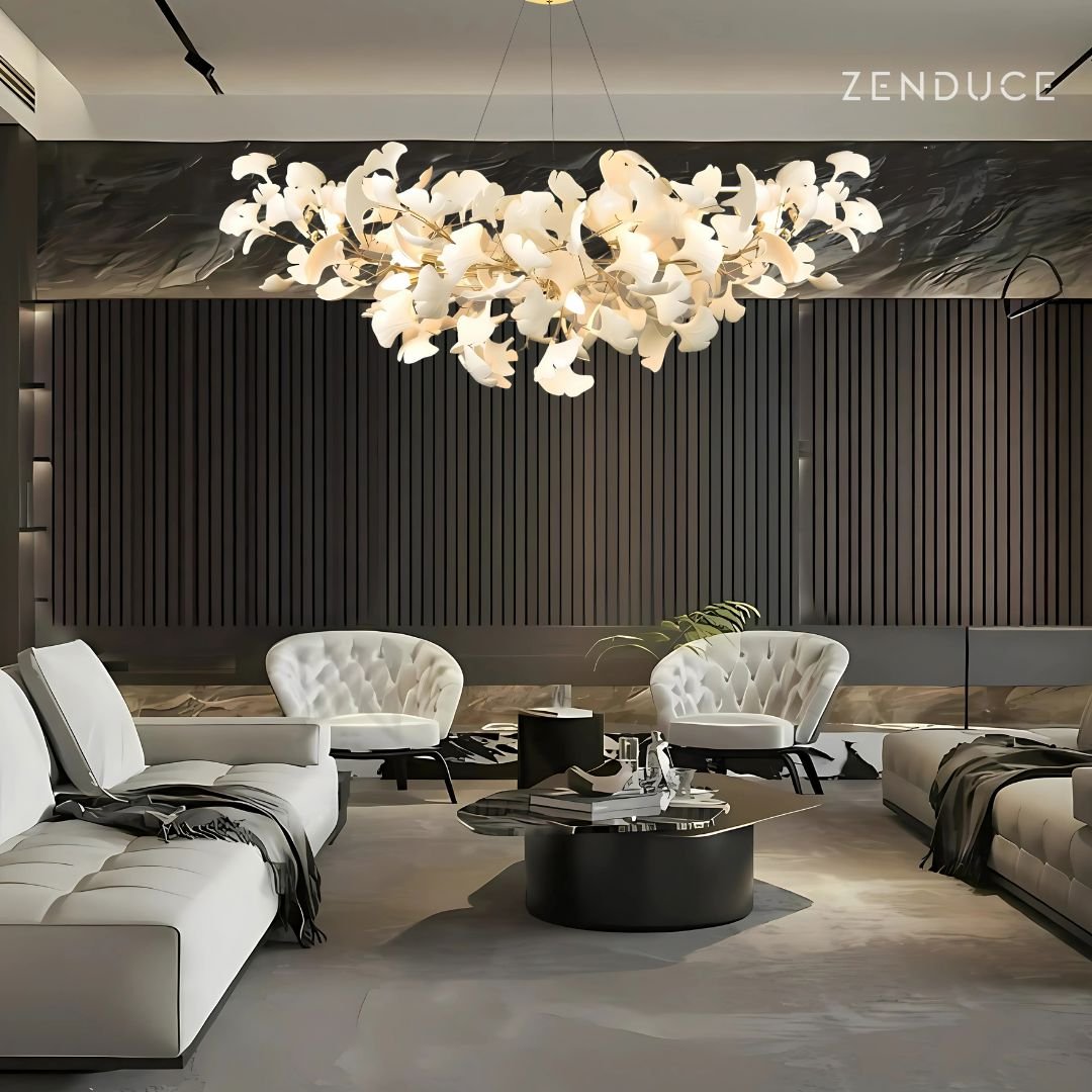 Gingko Nature-Inspired Ceramic Petal Chandelierr | ZENDUCE
