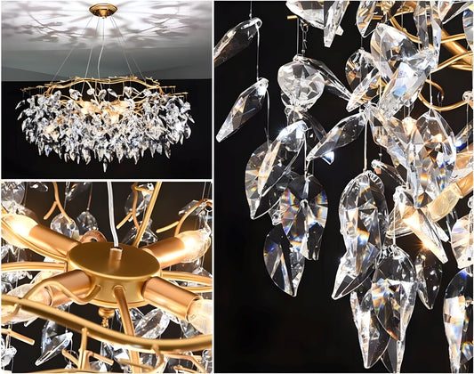 Nordic Luxury Gold Crystal Chandelier - Illuminate Your Space