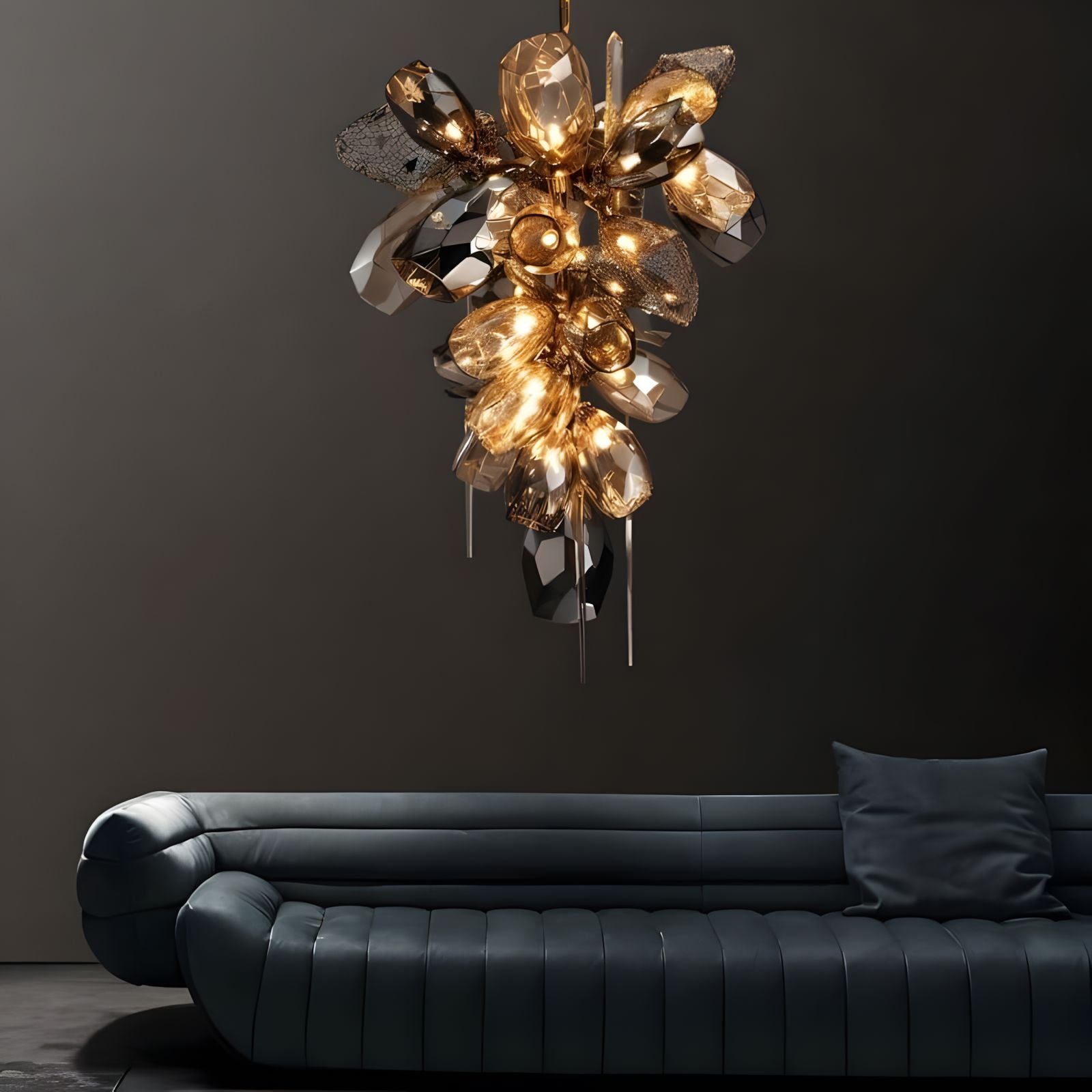 LUSTRE-Artistic Cognac Glass Globes Chandelier-ZENDUCE
