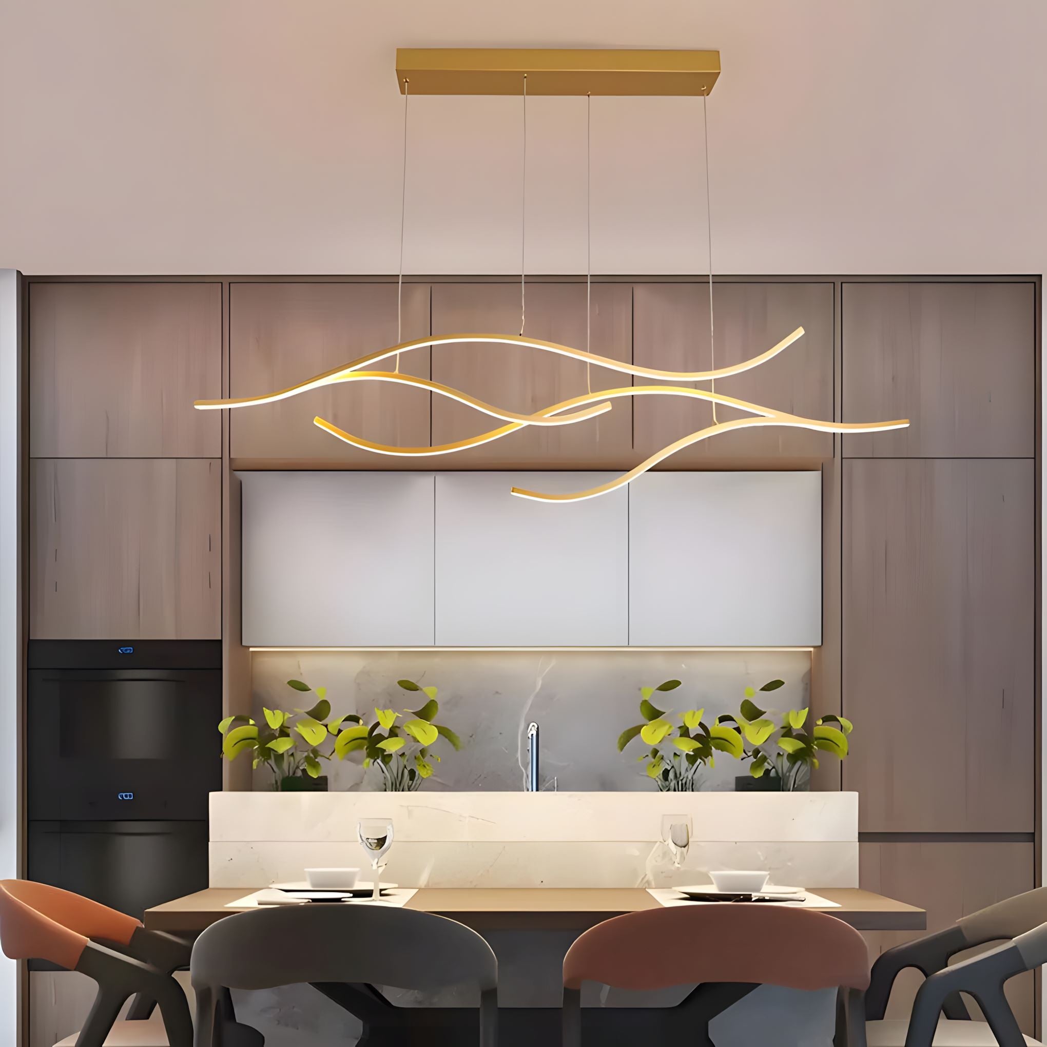 MODERN WAVES - ZENDUCE - 47.2'' / Warm White (Non-Dimmable) / Gold