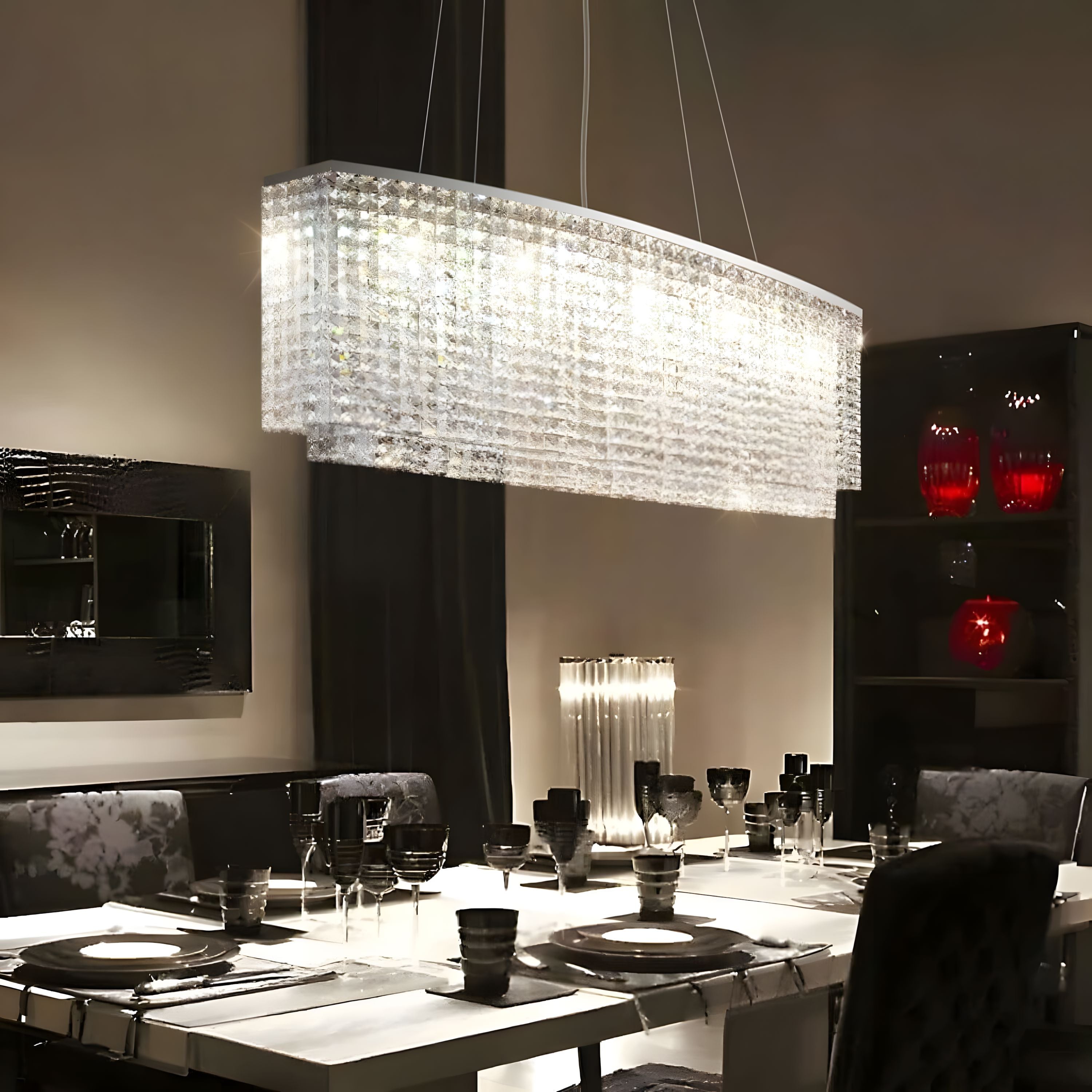 PENDRA-Rectangular Crystal Pendant Light-ZENDUCE