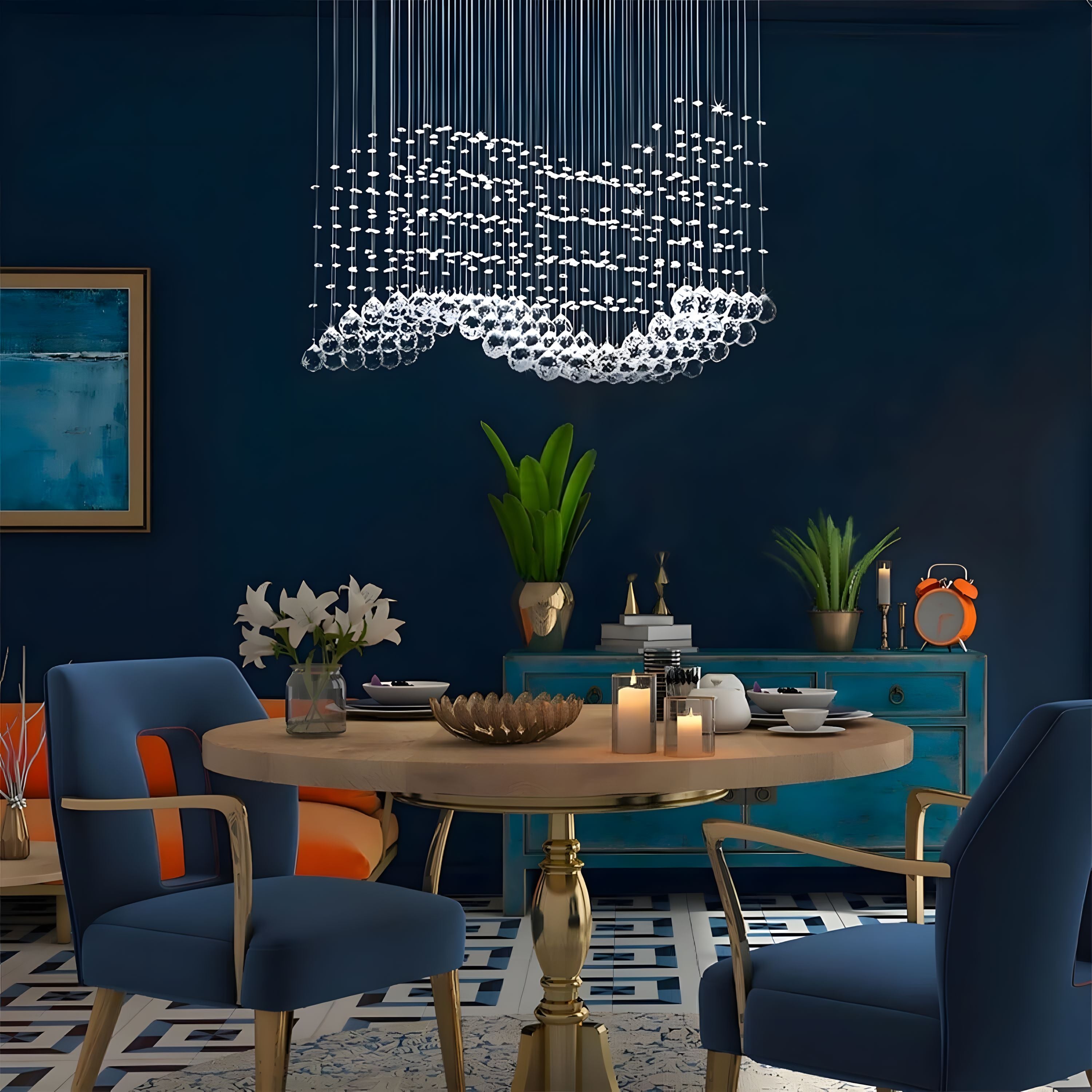 RAELIN-Rectangular Wave Crystal Ceiling Light-ZENDUCE