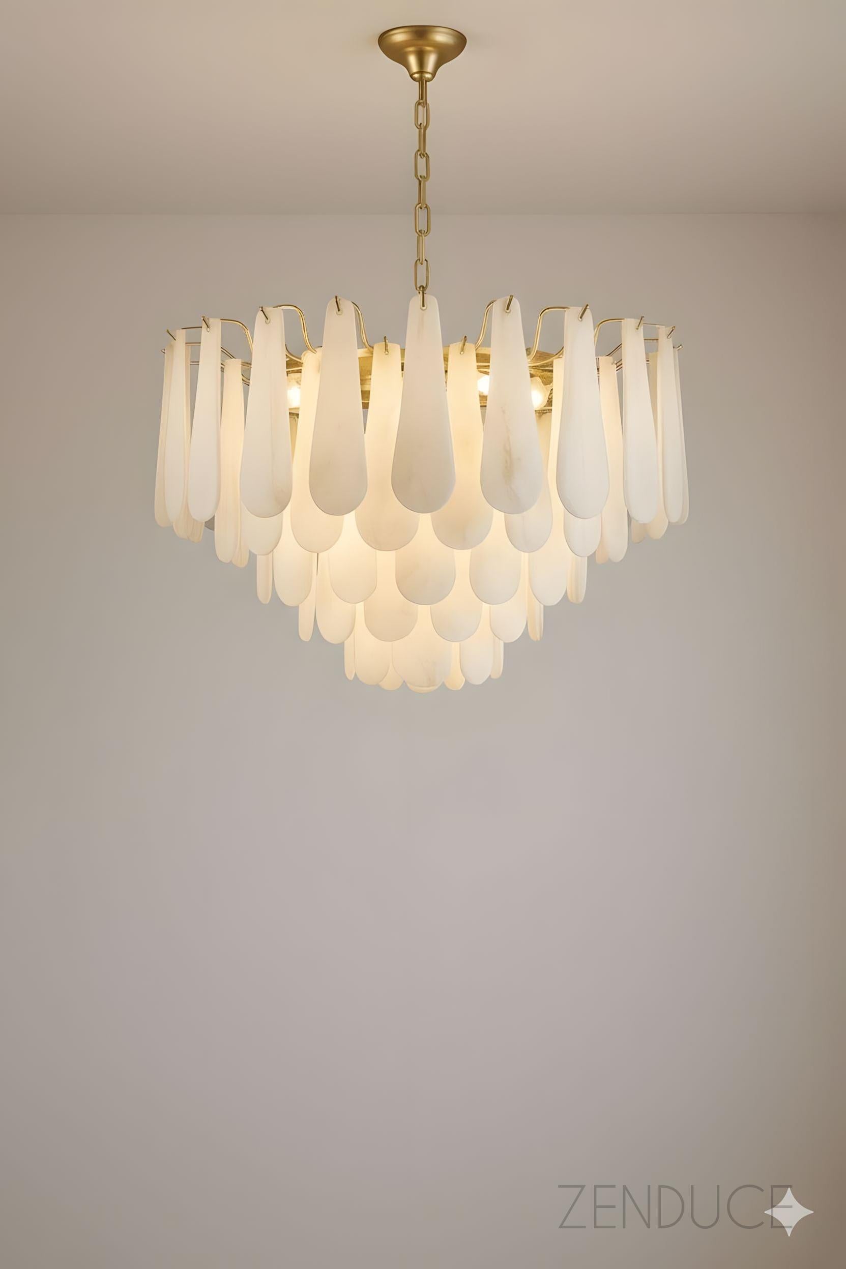 RANI-Floral Alabaster Designer Chandelier-ZENDUCE