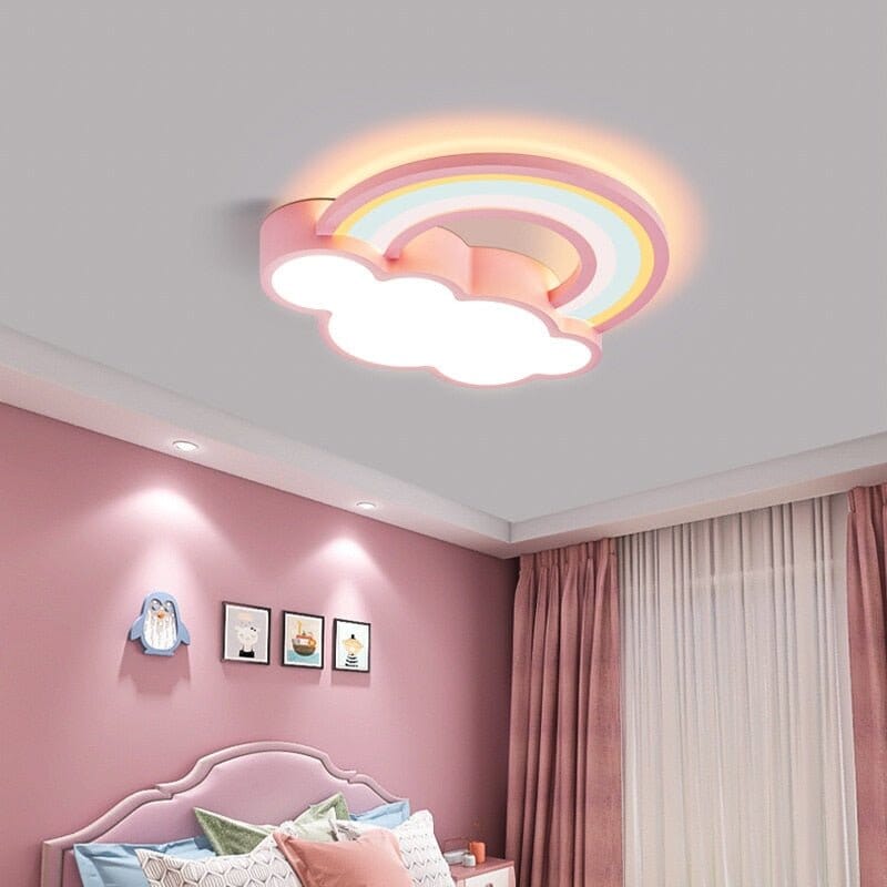 Girls Cloud Rainbow Ceiling Light | Kids Room Decor Lights - ZENDUCE - Pink / 3 color light