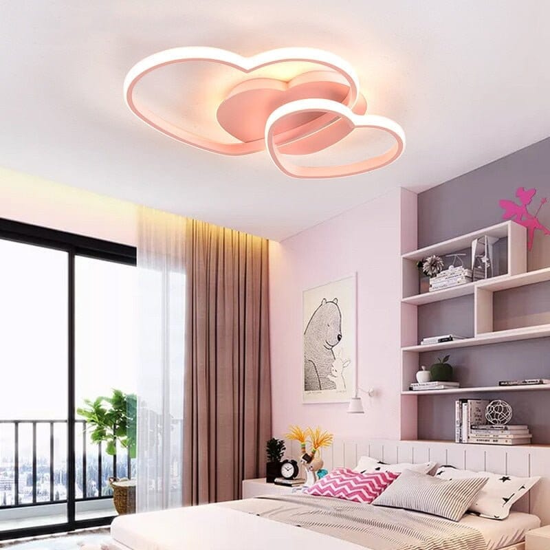 Girls Love Hearts Ceiling Light | Kids Room Decor Lights - ZENDUCE - Voltage AC100 - 120V / Small Size Pink / Dimmable With Remote