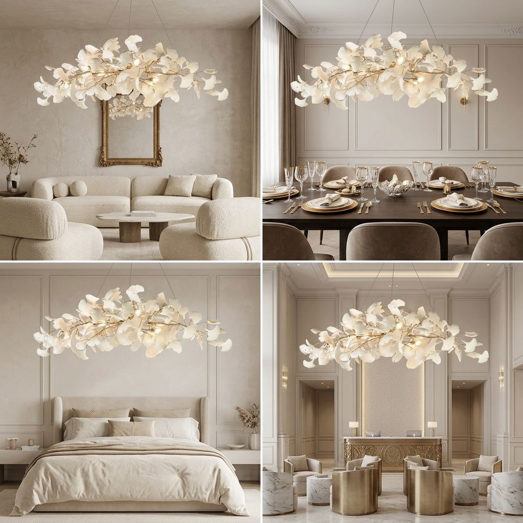 Gingko Folia Chandelier - room collage living dining bedroom lobby