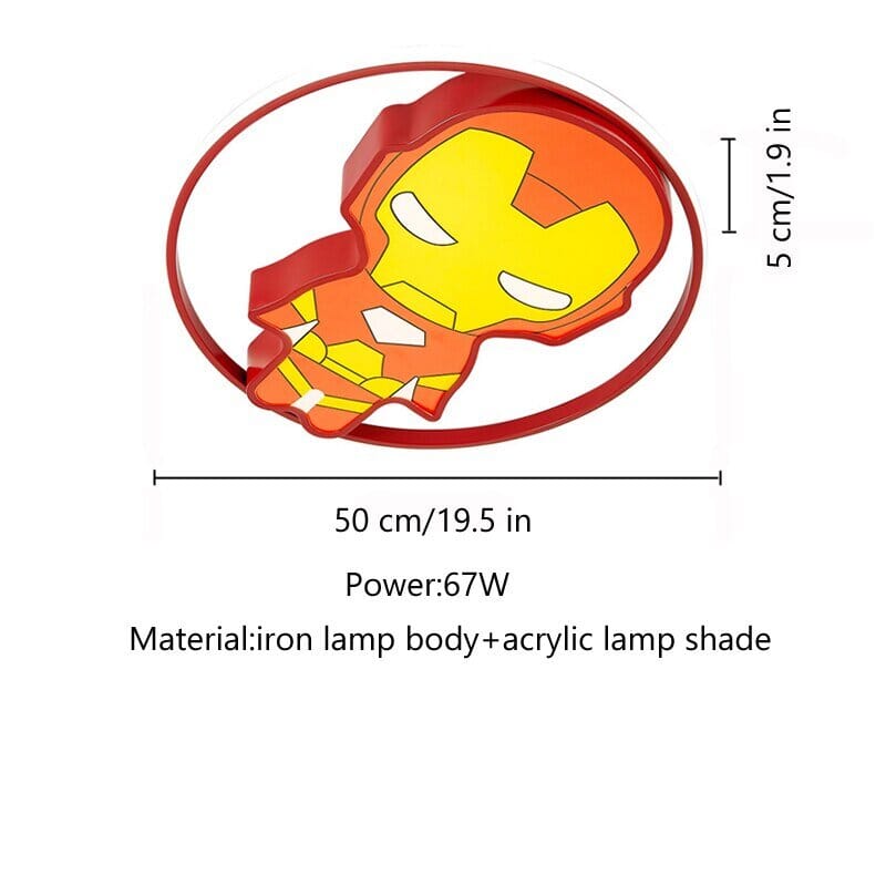 Kids IronMan Ceiling Light | Kids Room Decor Lights - ZENDUCE - Voltage AC100V-130V / Yellow Light