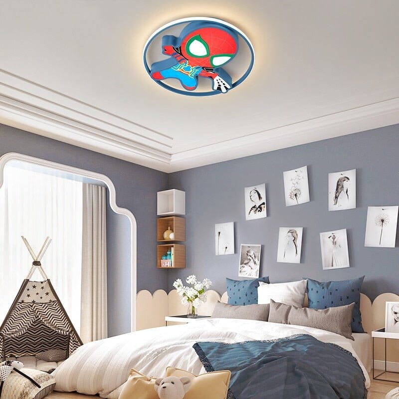 Kids Spiderman Ceiling Light - Enhance Your Kids' Room Decor - ZENDUCE - Blue / Voltage AC100V-130V / Yellow Light