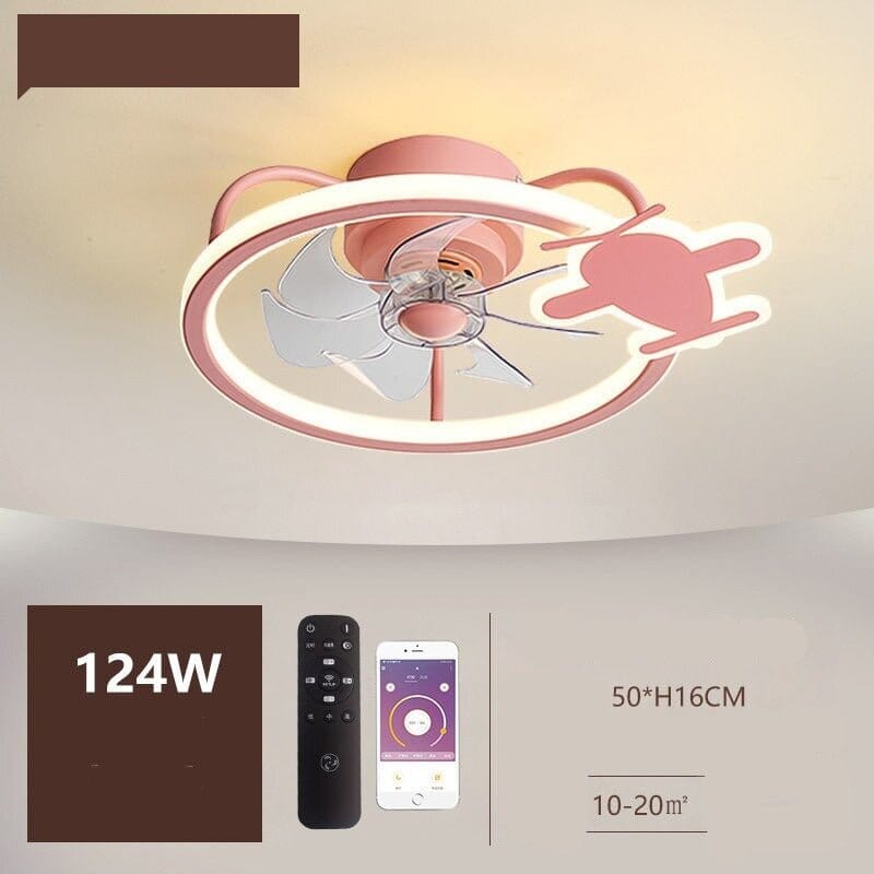Modern Aircraft Ceiling Fan - Airplane Light with Fan - ZENDUCE - Pink / With APP