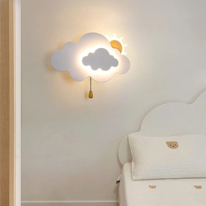 Sun Cloud Night Light Wall Lamp for Kids Room - ZENDUCE - Wiring type / 7W|Tricolor dimming