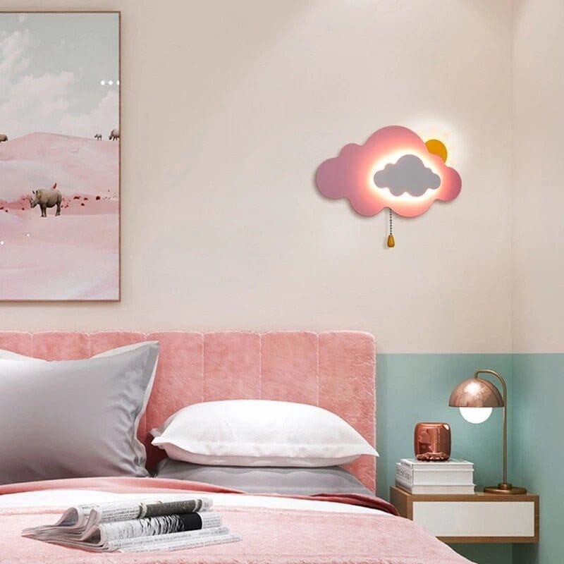 Sun Cloud Night Light Wall Lamp for Kids Room - ZENDUCE - Wiring type / 7W|Tricolor dimming