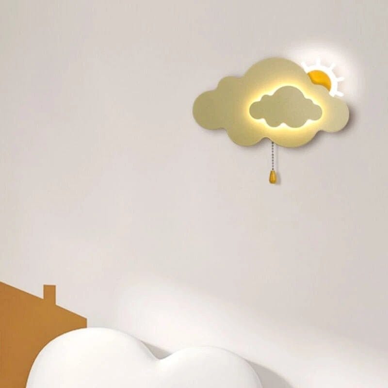 Sun Cloud Night Light Wall Lamp for Kids Room - ZENDUCE - Wiring type / 7W|Tricolor dimming