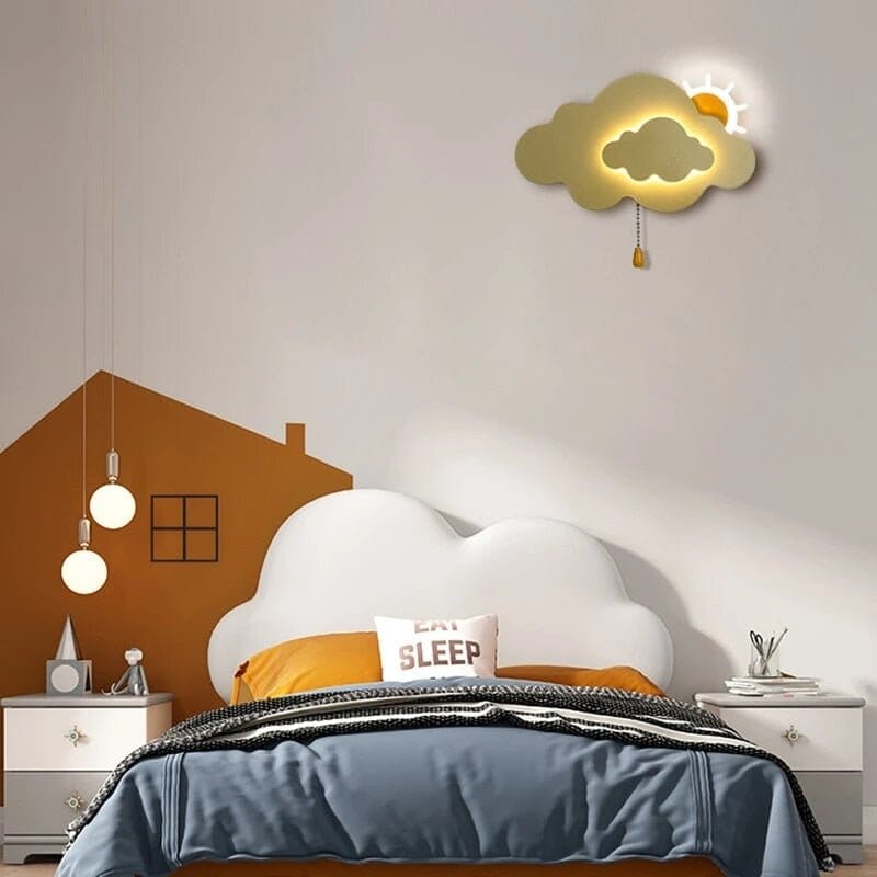 Sun Cloud Night Light Wall Lamp for Kids Room - ZENDUCE - Wiring type / 7W|Tricolor dimming