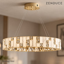 CEREN brushed-gold canopy, suspension fittings and alabaster crystal ring detail