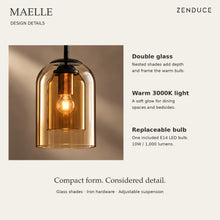 MAELLE double-glass design with warm 3000K lighting and included replaceable E14 bulb