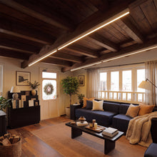 White LUNIVA flush-mount light bar isolated with its lower diffuser glowing.