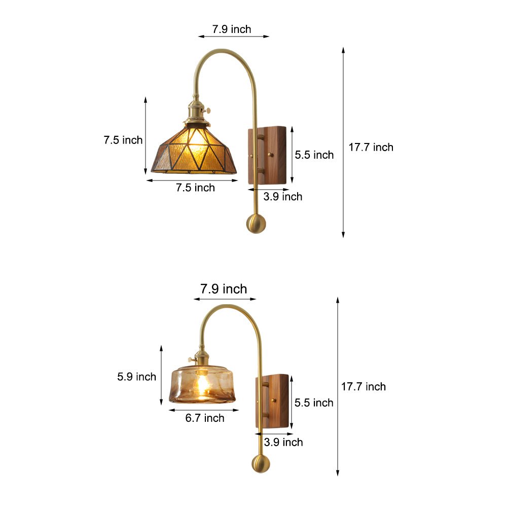 ARLETTE - Dimension drawing for round and cone wall sconce configurations