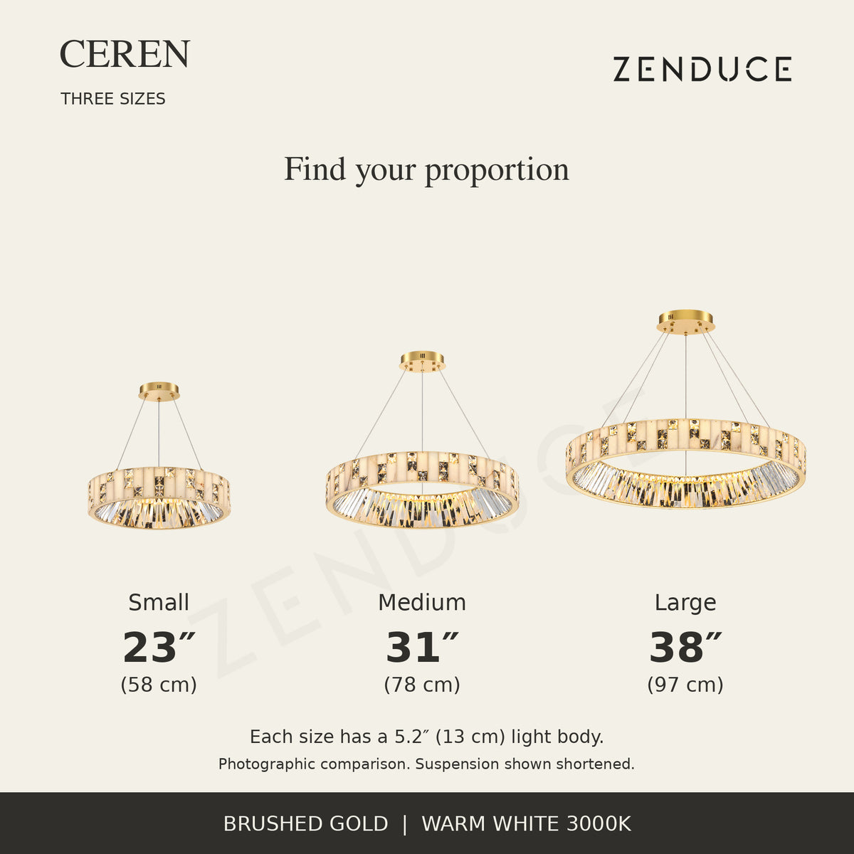 CEREN Small 23-inch, Medium 31-inch and Large 38-inch diameter comparison