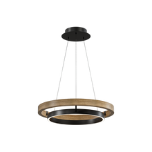 Compact light-wood ORLUNEA chandelier isolated with a tall three-cable suspension.