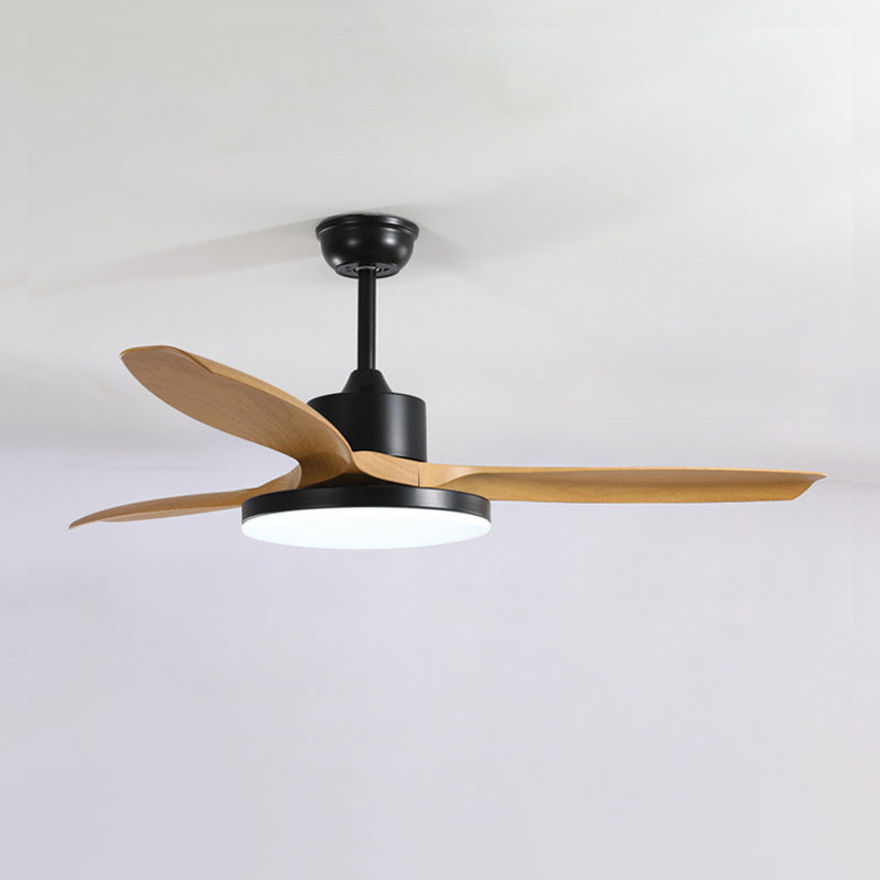 White SKAGEN fan in a bedroom beside callouts for quiet operation, speeds, remote, and reverse.