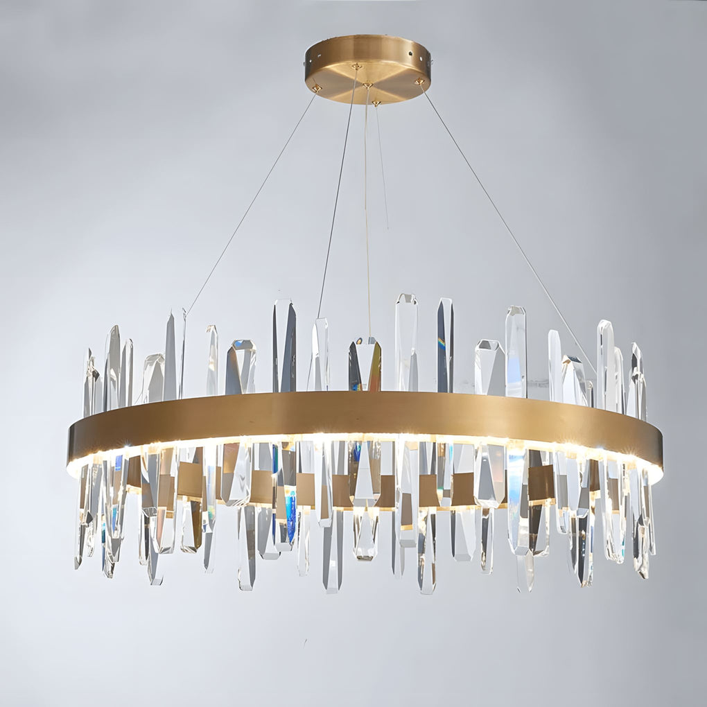 Opulent Crystal Chandelier - Golden Ice - Illuminate Your Space