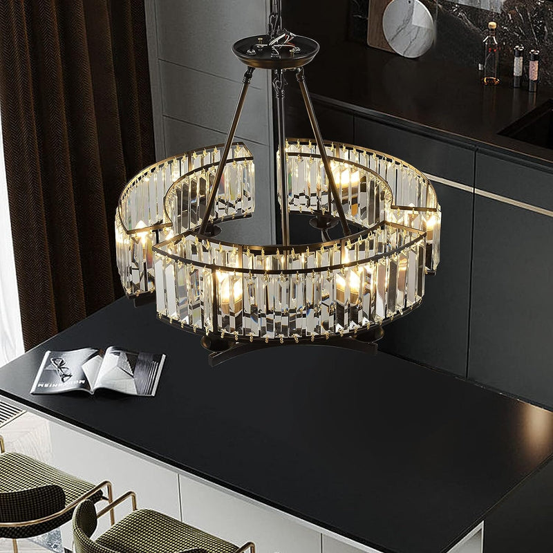 Rustic Crystal Round Chandelier - Illuminate Your Home