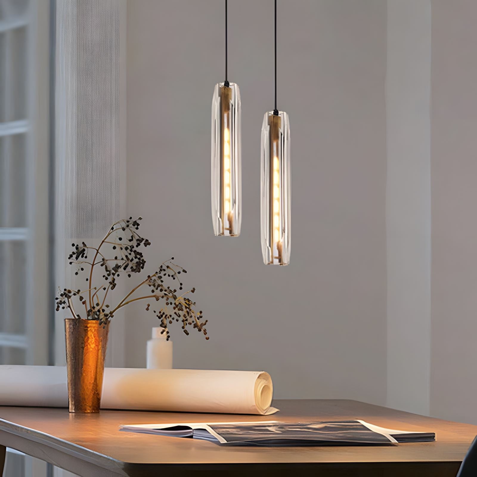 ALLEVA - ZENDUCE - Dia 7cm x H 38cm ( Dia 2.8'' x H 15'') / Smoke / Warm White (3000K)