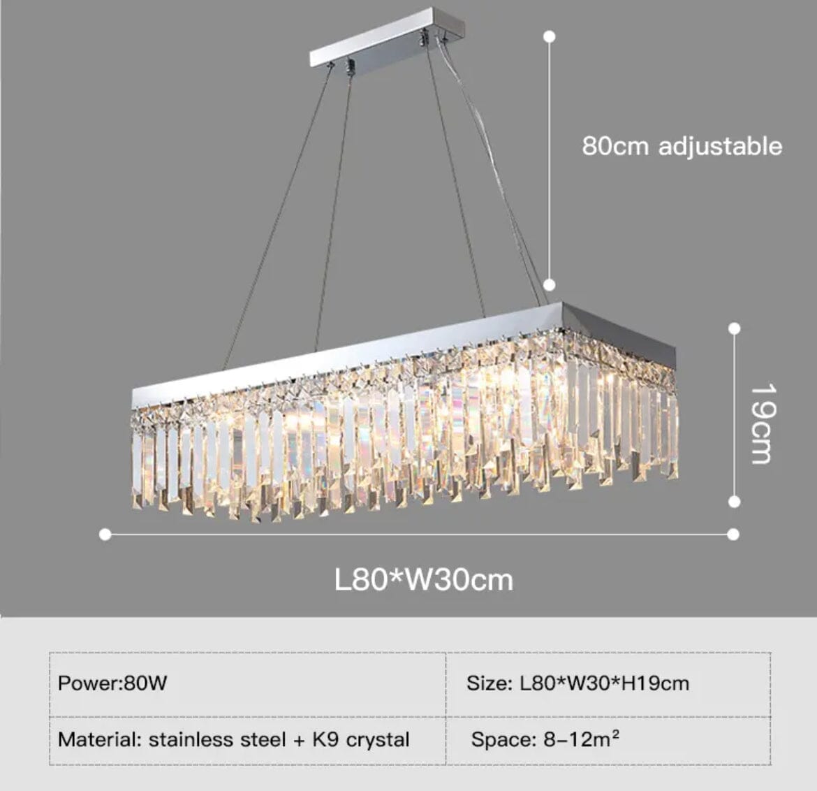 AMELIA - ZENDUCE - Rectangle 80cm / Silver