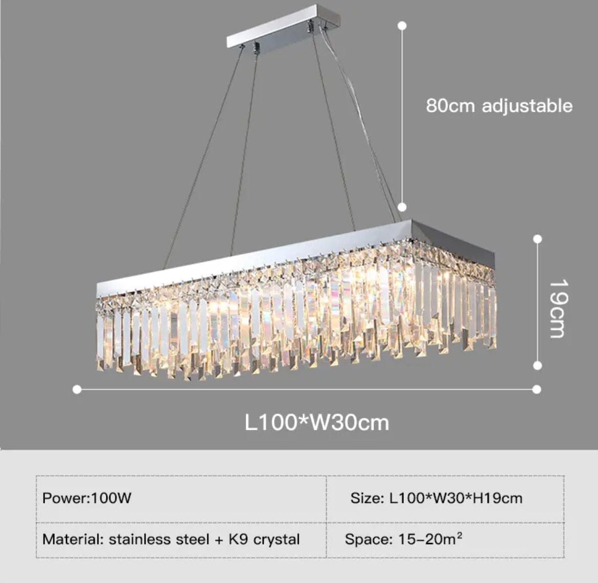 AMELIA - ZENDUCE - Rectangle 100cm / Silver