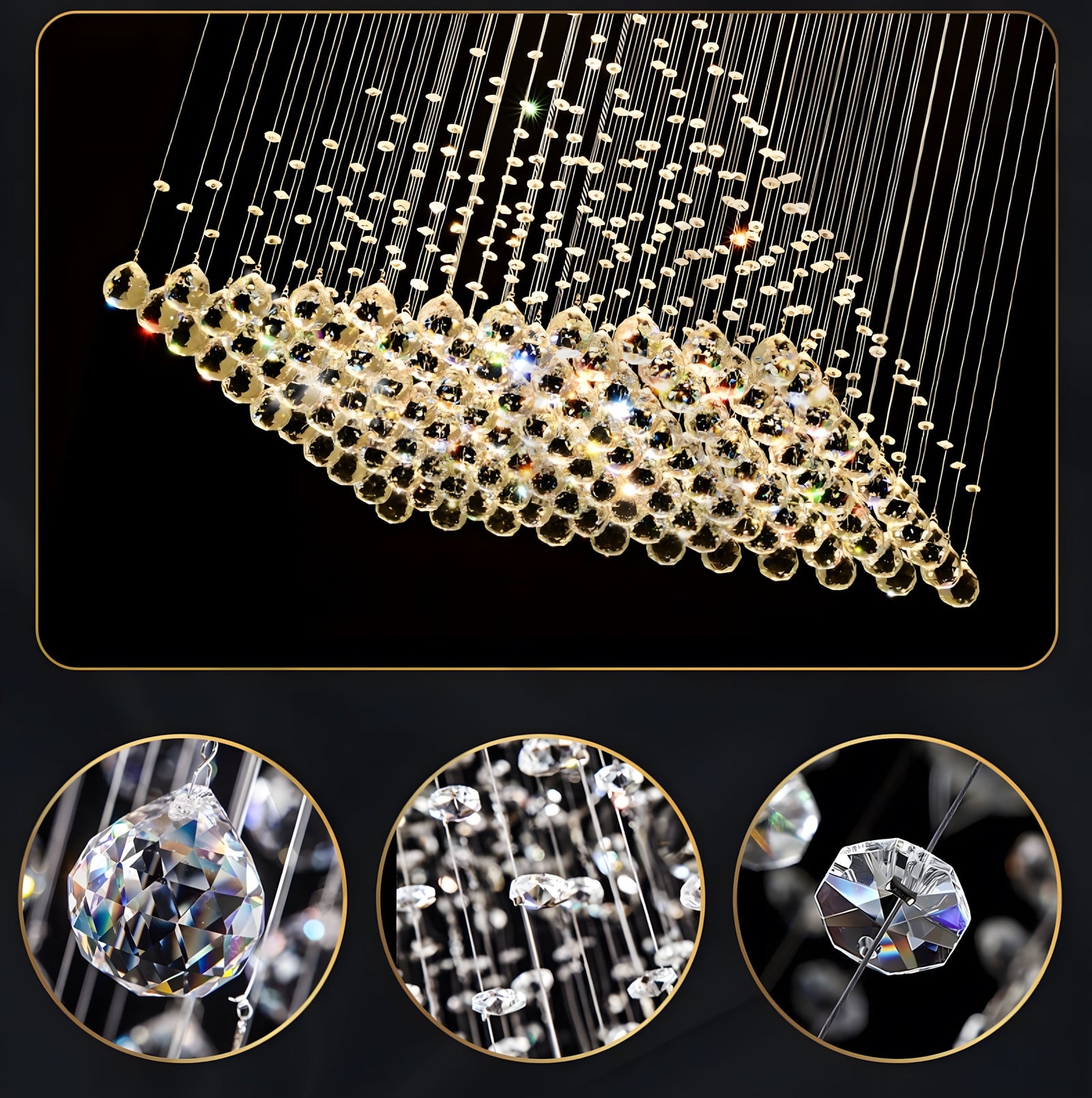 ANYA-Pyramid Crystal Ceiling Light-ZENDUCE