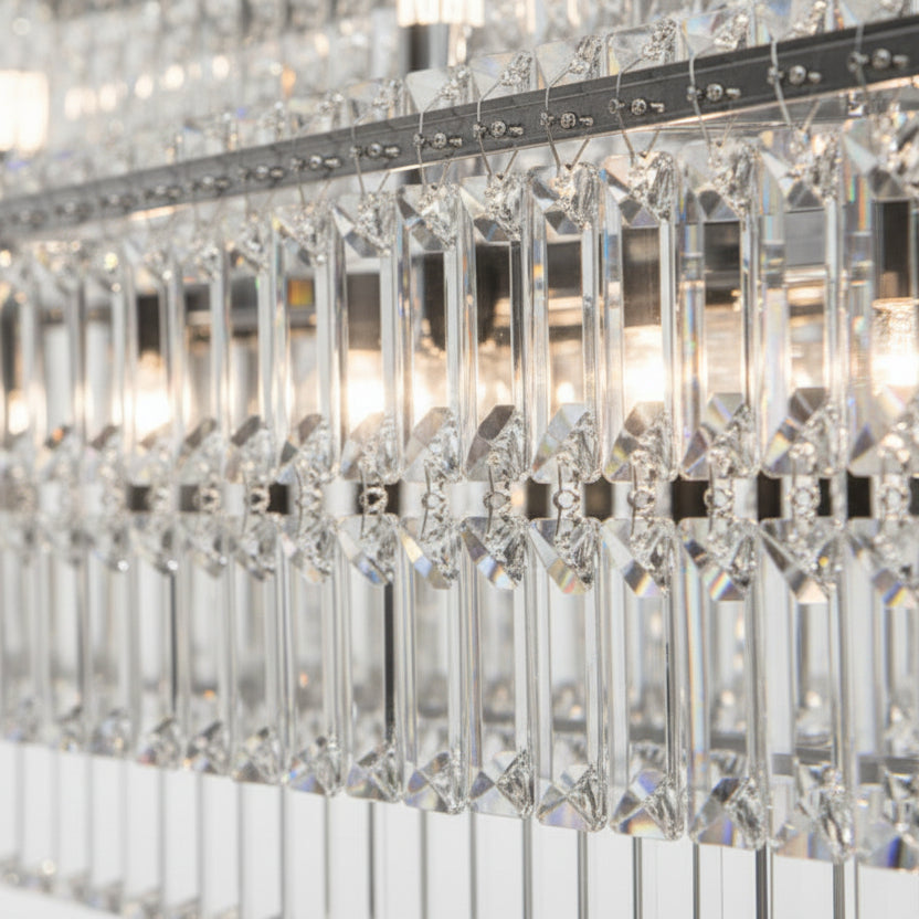 AURELIAN-Modern Linear Crystal Chandelier in Brushed Gold-ZENDUCE