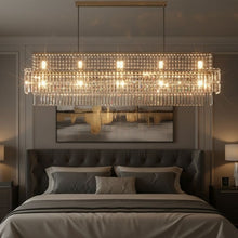 AURELIAN-Modern Linear Crystal Chandelier in Brushed Gold-ZENDUCE
