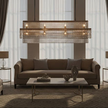 AURELIAN-Modern Linear Crystal Chandelier in Brushed Gold-ZENDUCE