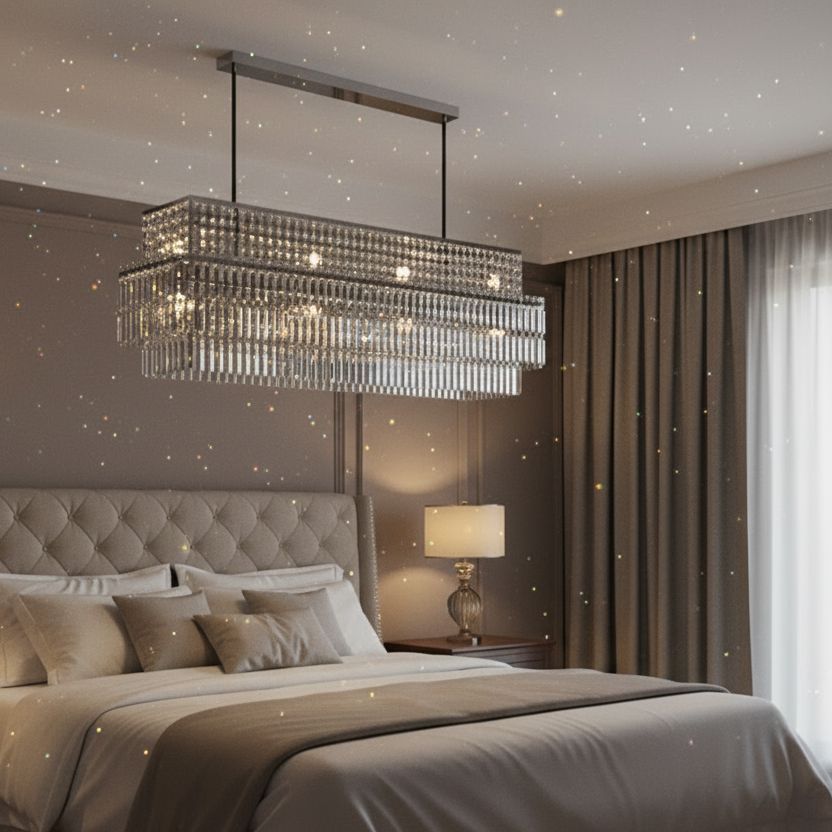 AURELIAN-Modern Linear Crystal Chandelier in Brushed Gold-ZENDUCE