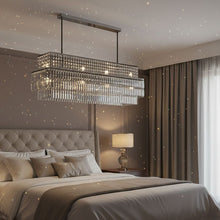 AURELIAN-Modern Linear Crystal Chandelier in Brushed Gold-ZENDUCE