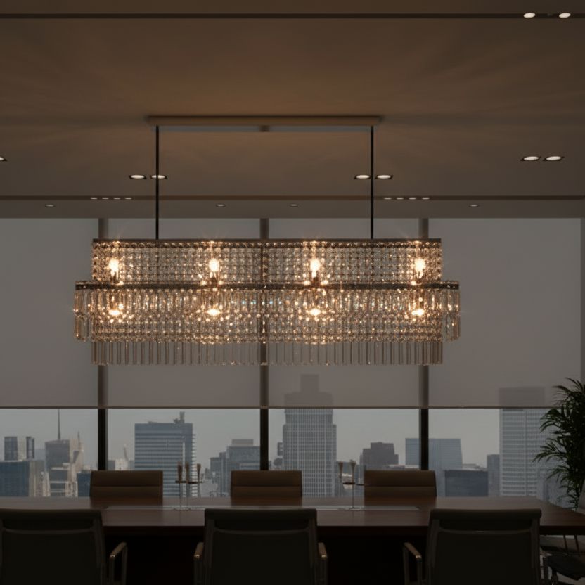 AURELIAN-Modern Linear Crystal Chandelier in Brushed Gold-ZENDUCE