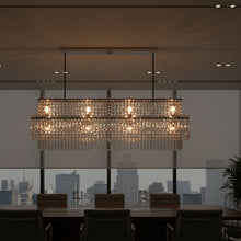 AURELIAN-Modern Linear Crystal Chandelier in Brushed Gold-ZENDUCE