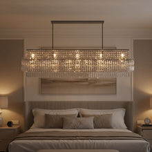 AURELIAN-Modern Linear Crystal Chandelier in Brushed Gold-ZENDUCE