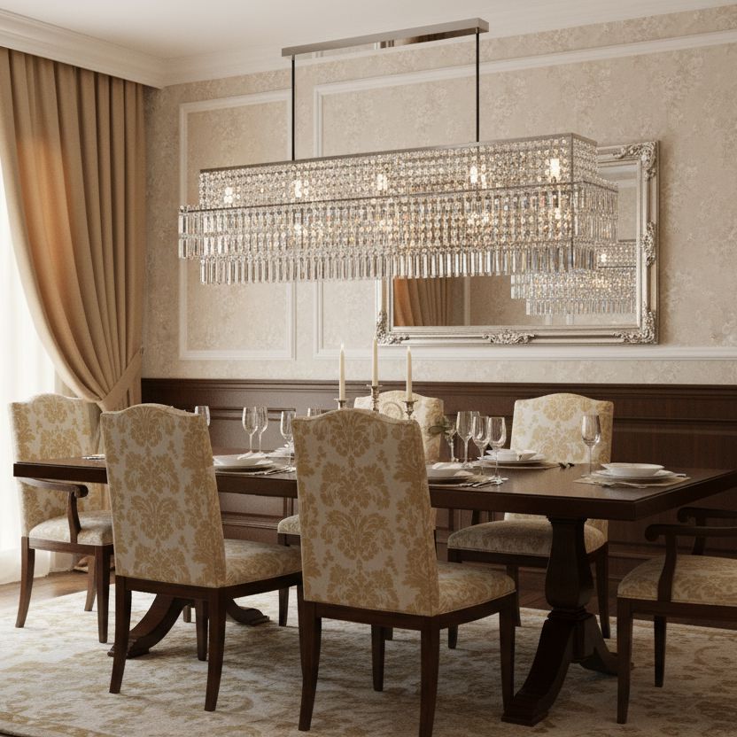AURELIAN-Modern Linear Crystal Chandelier in Brushed Gold-ZENDUCE