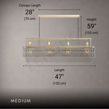 AURELIAN-Modern Linear Crystal Chandelier in Brushed Gold-ZENDUCE