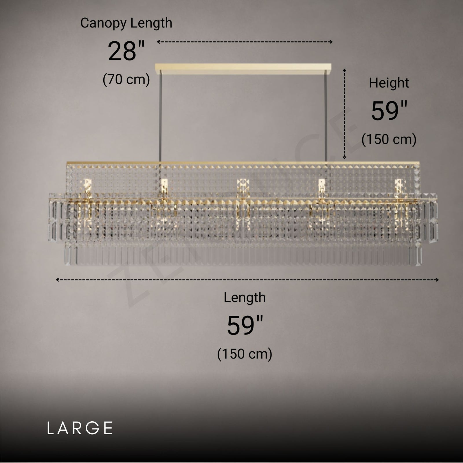 AURELIAN-Modern Linear Crystal Chandelier in Brushed Gold-ZENDUCE