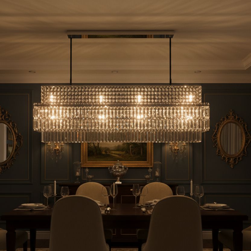 AURELIAN-Modern Linear Crystal Chandelier in Brushed Gold-ZENDUCE