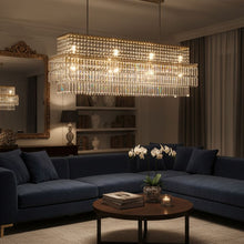 AURELIAN-Modern Linear Crystal Chandelier in Brushed Gold-ZENDUCE