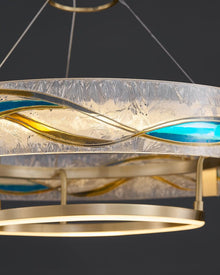 AVELIS-Enamel Round Brass Chandelier-ZENDUCE