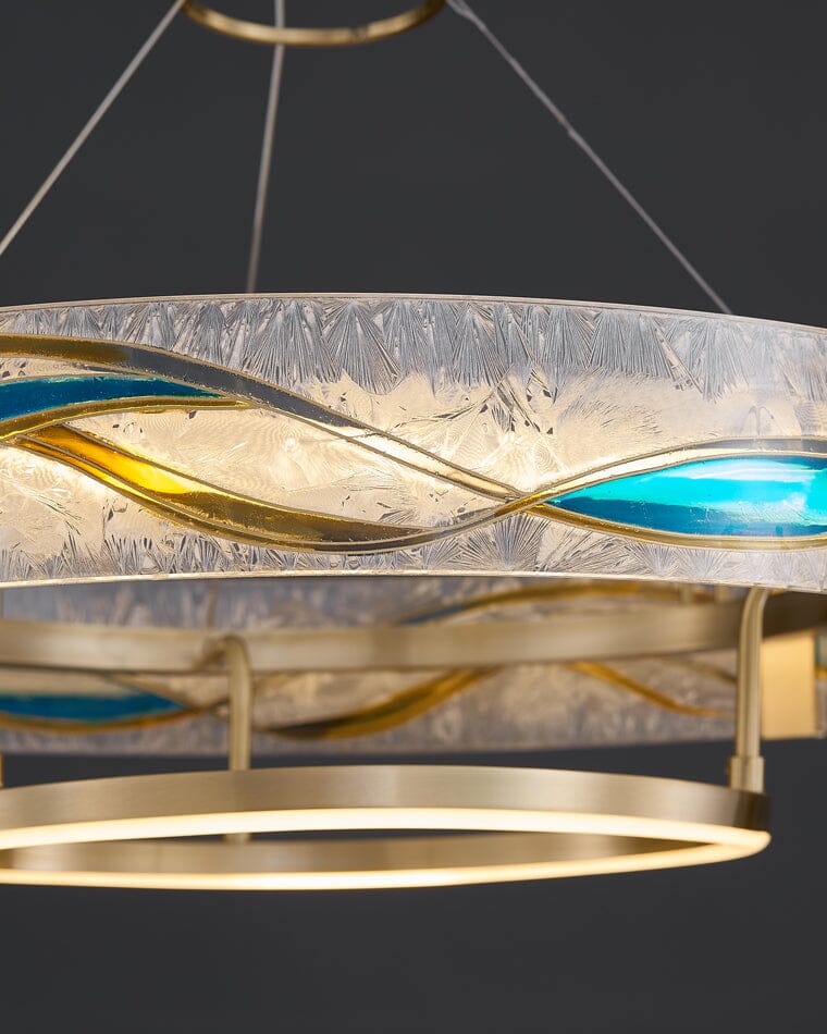 AVELIS-Enamel Round Brass Chandelier-ZENDUCE