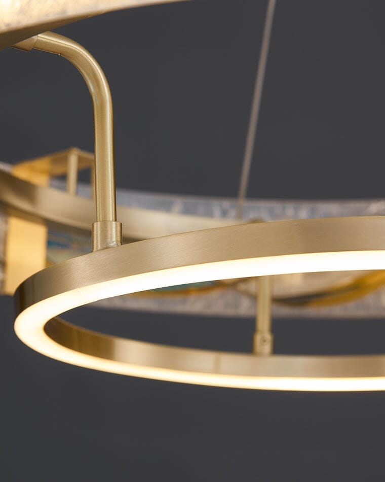AVELIS-Enamel Round Brass Chandelier-ZENDUCE